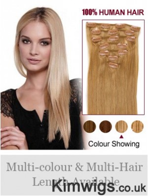 Top Blonde Straight Remy Human Hair Clip In Hair Extensions