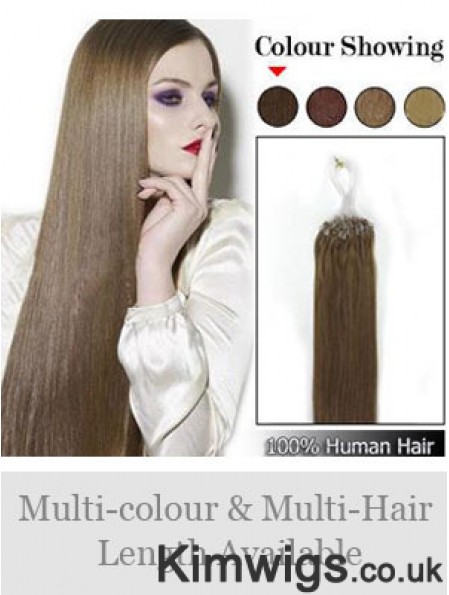 Fabulous Brown Straight Micro Loop Ring Hair Extensions