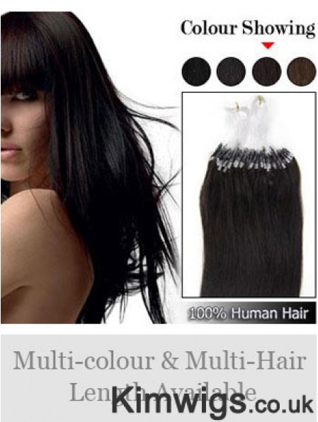 Beautiful Black Straight Micro Loop Ring Hair Extensions