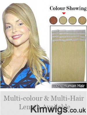 Blonde Straight Fashionable Remy Human Hair Tape In Hair Extensions