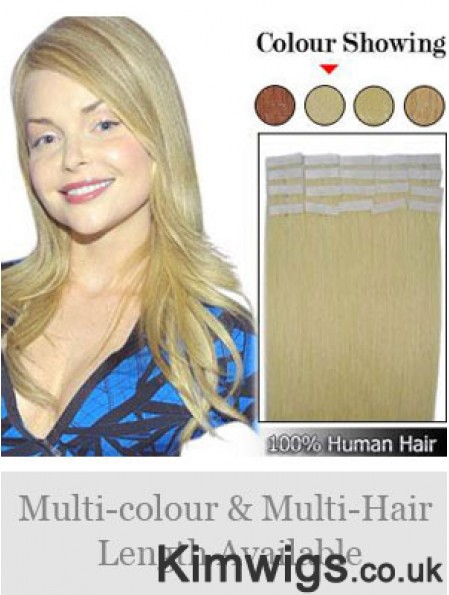 Blonde Straight Fashionable Remy Human Hair Tape In Hair Extensions