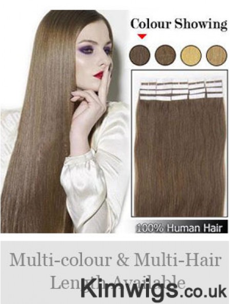 Brown Straight Exquisite Remy Human Hair Tape In Hair Extensions