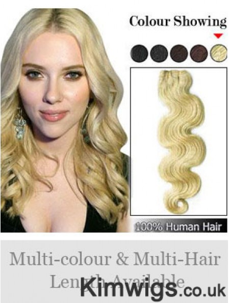 Wavy Remy Human Hair Blonde Fashionable Weft Extensions