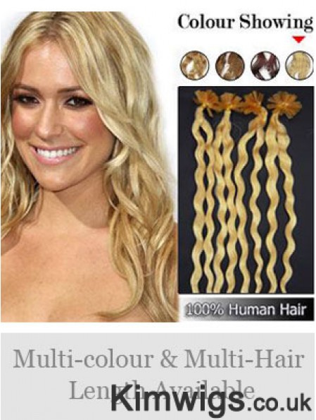 Blonde Curly Great Nail/U Tip Hair Extensions