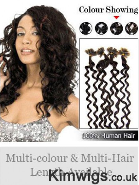 Black Curly Comfortable Nail/U Tip Hair Extensions