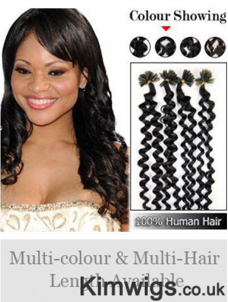 Black Curly Trendy Nail/U Tip Hair Extensions