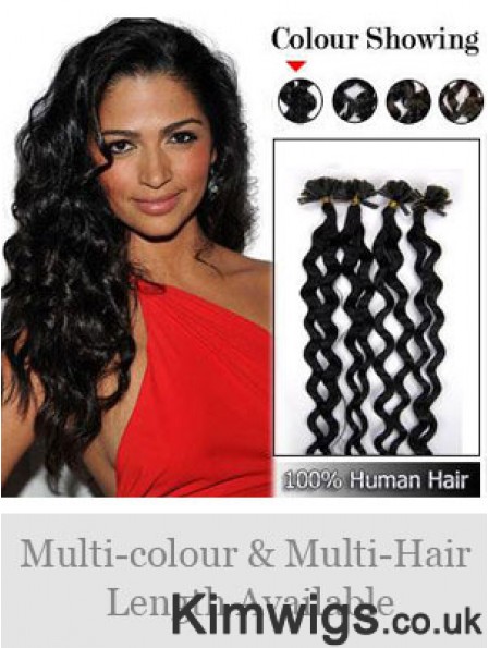 Black Curly New Nail/U Tip Hair Extensions