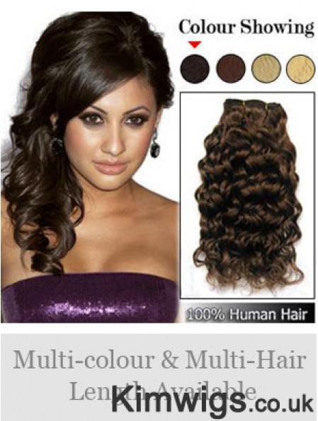 Curly Remy Human Hair Brown Online Weft Extensions