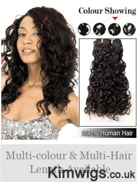 Curly Remy Human Hair Black Modern Weft Extensions