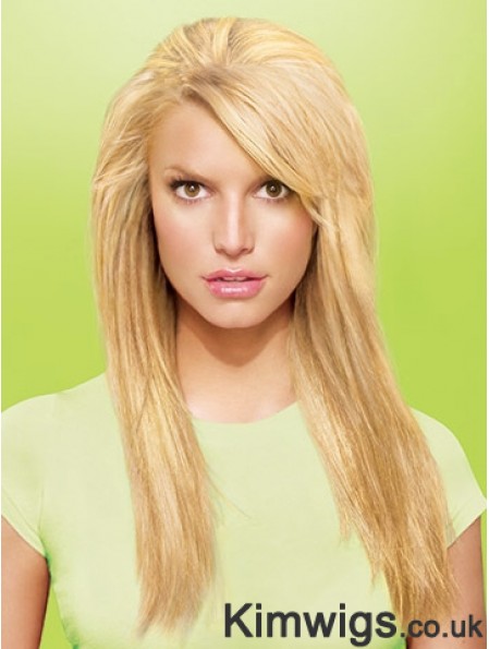 Sleek Blonde Straight Synthetic Clip In Hair Extensions