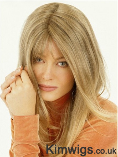 Wig Falls Long Length Straight Style Blonde Color