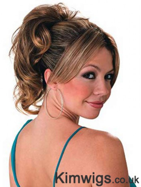 Ponytail Hair Extensions With Synthetic Wavy Style Brown Color